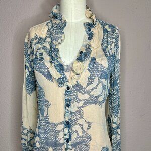 100% silk, Diane Von Furstenburg  ruffled, floral silk blouse with camisole
